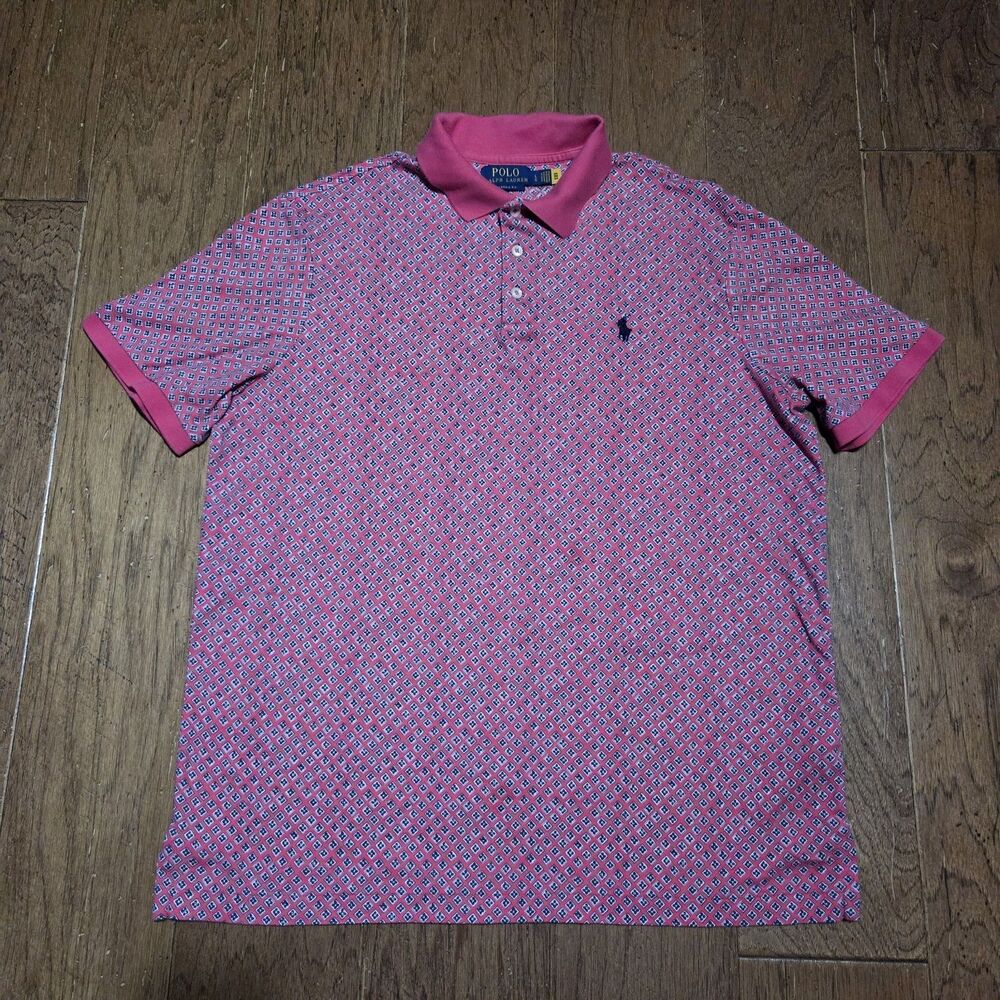 Polo Ralph Lauren All Over Print Geometric Polo Shirt Mens Large Classic Fit